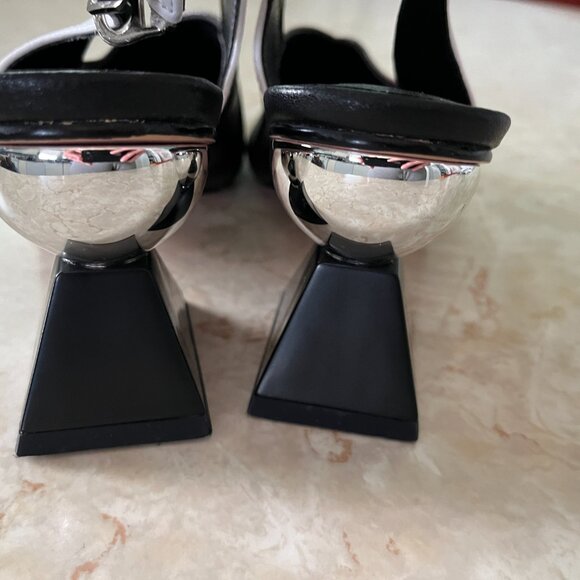 NWOB Jady Rose Sz 7.5 Tri Color Slingback Sculptural Heel Detail Pointed Toe - Picture 12 of 12